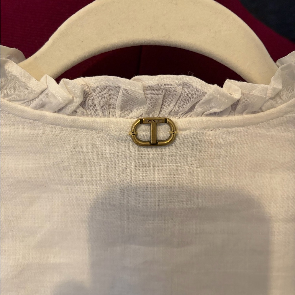 Twin-Set Ivory Ruffled Blouse - Picture 4 of 6
